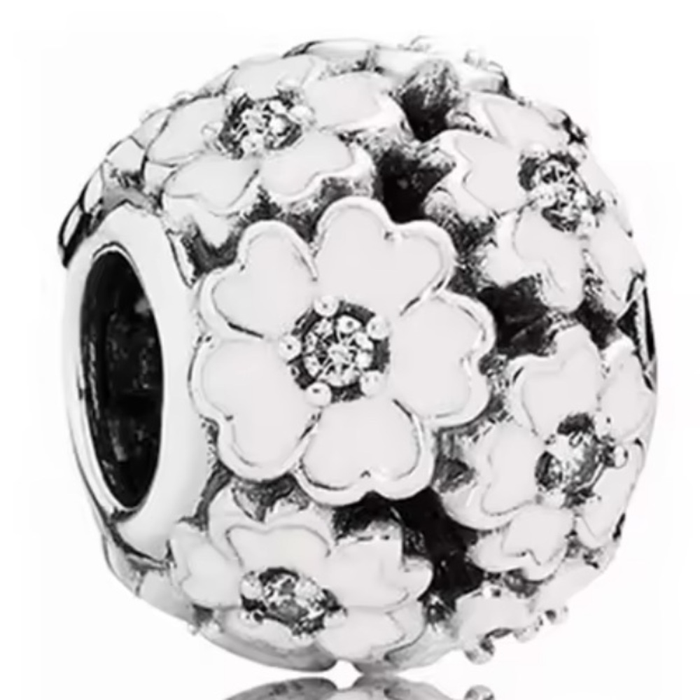 NWOT Primrose Meadow Openworks Bead Charm w/ White Enamel Sterling Silver 925